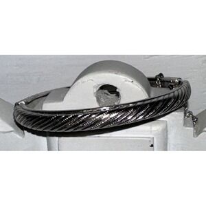 Vintage Estate Whiting Davis Silver Hinged Bangle Bracelet w/ Safety Chain